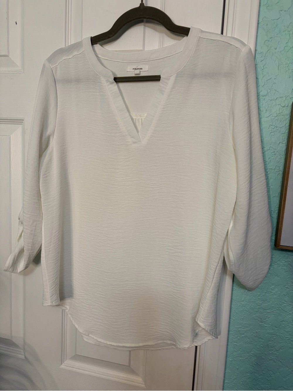 Maurices White V-Neck Textured Blouse